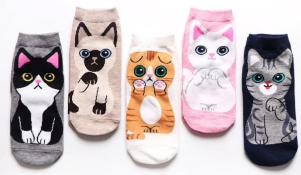 Ladies Cat Face Ankle Socks